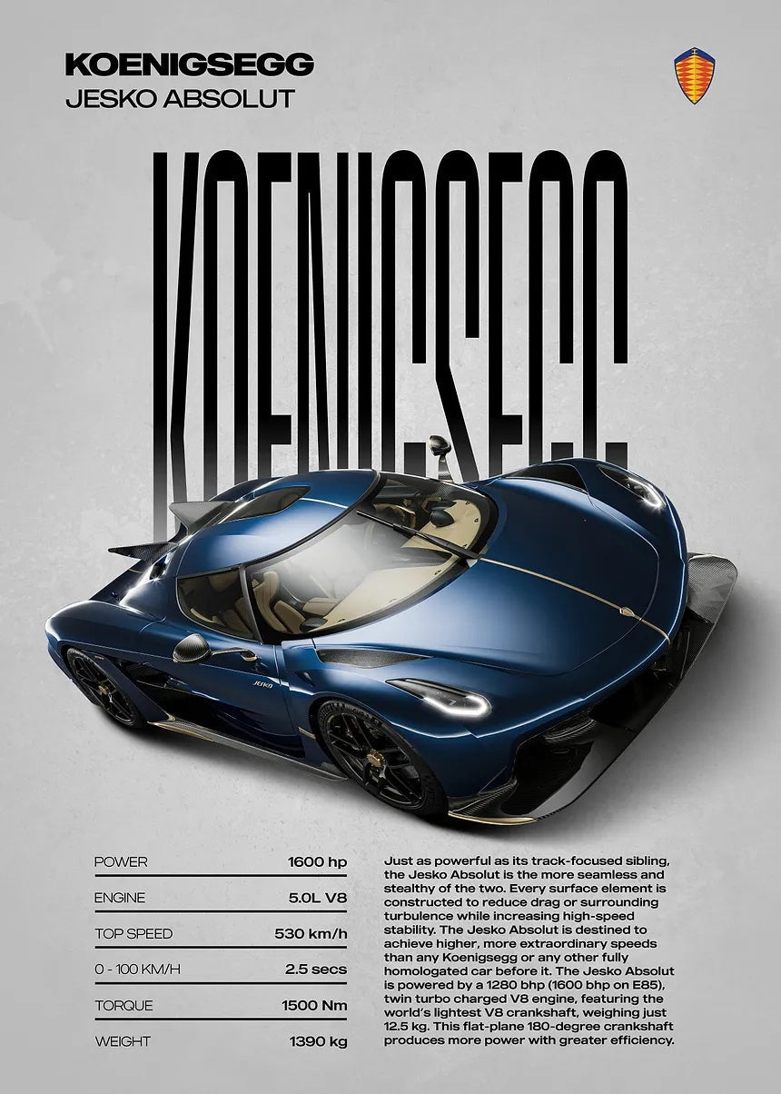 Koenigsegg Jesko Absolut metal poster artwork