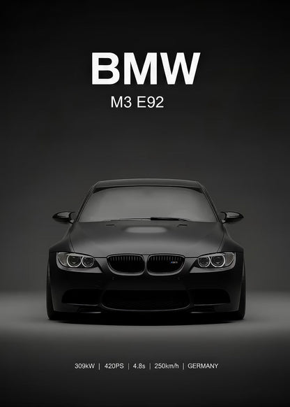 BMW M3 E92 metal wall art