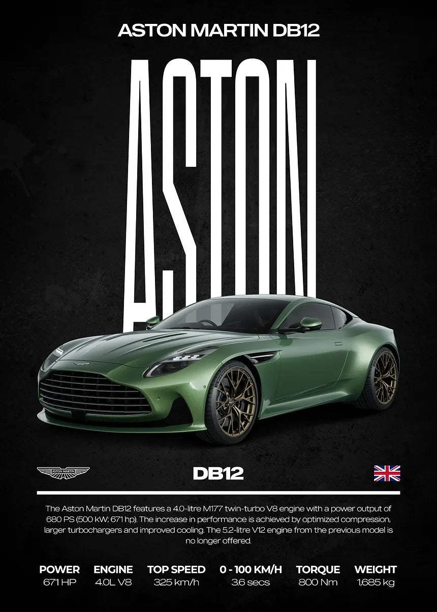 Aston Martin DB12 metal wall art