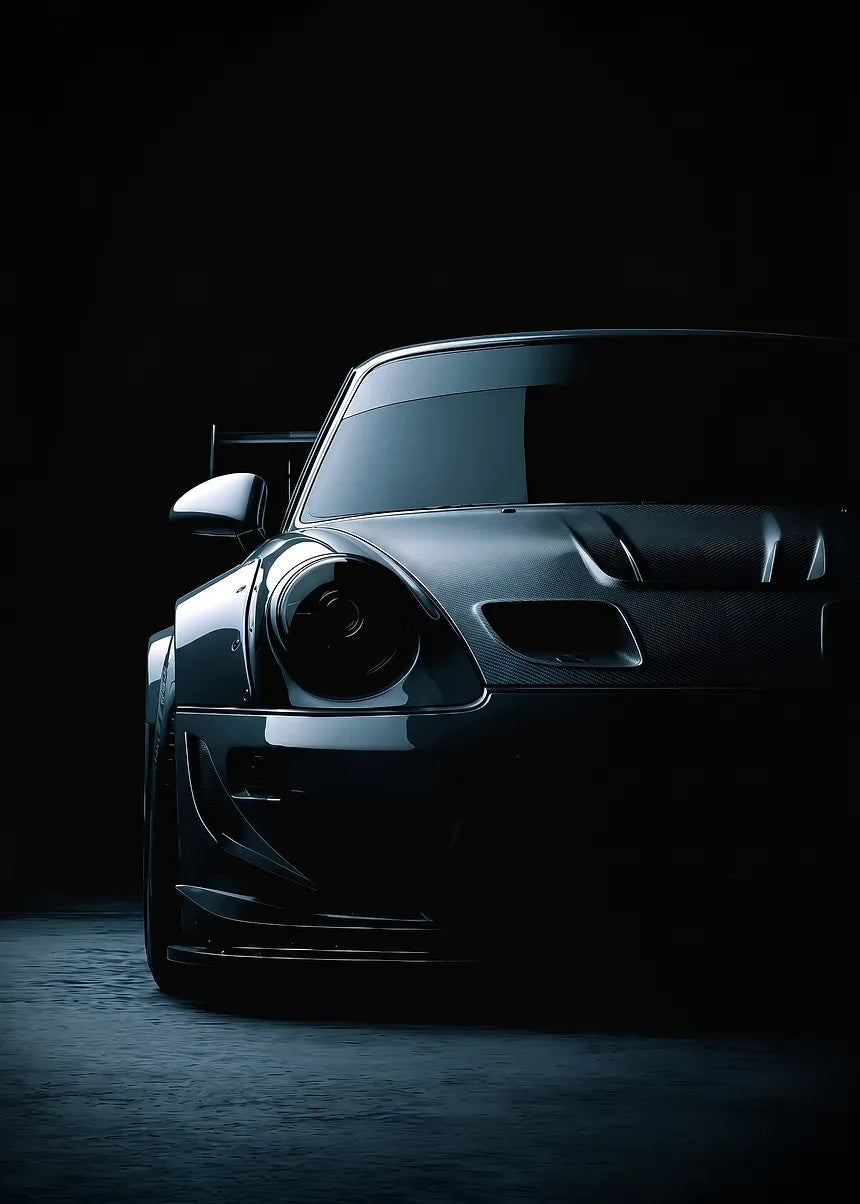 Dark Sports Race Car metal wall art