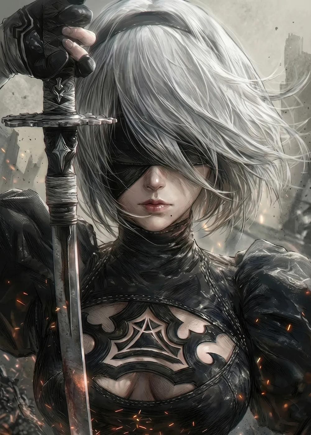 2B Nier Automata metal wall art