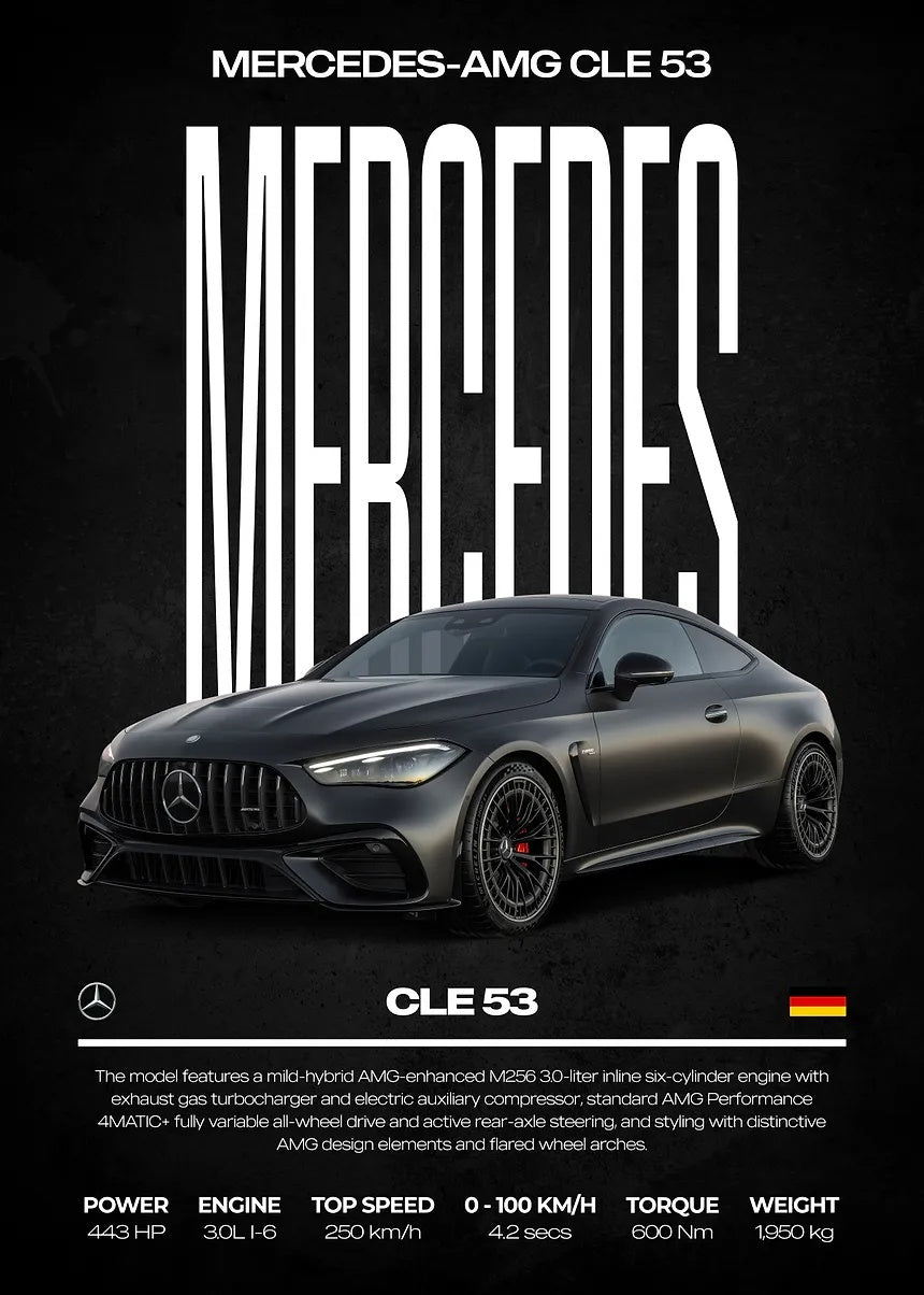 Mercedes AMG CLE 53 metal wall art
