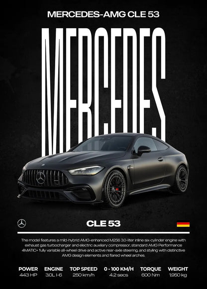 Mercedes AMG CLE 53 metal wall art