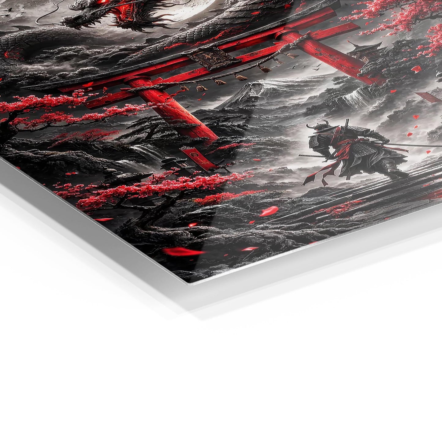 Samurai vs Dragon metal poster