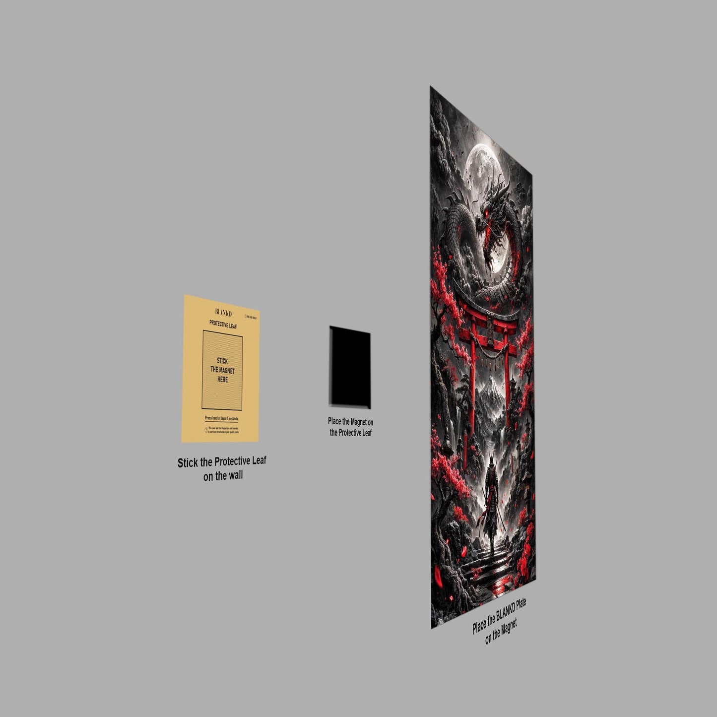 Samurai vs Dragon metal poster