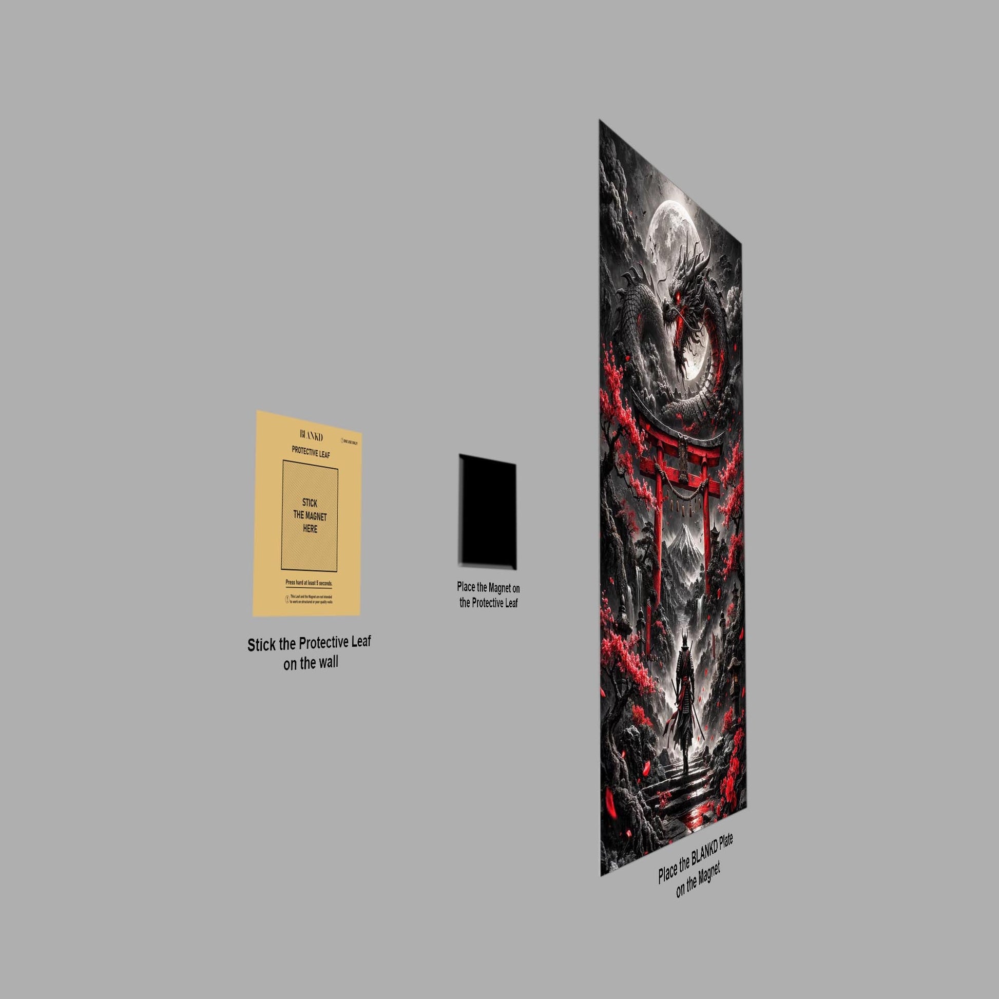Samurai vs Dragon metal poster