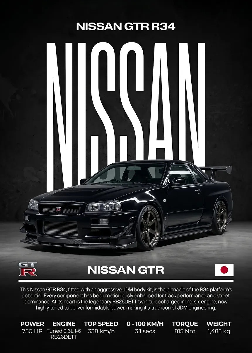 Nissan GTR R34 metal wall art