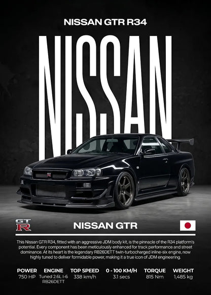 Nissan GTR R34 metal wall art