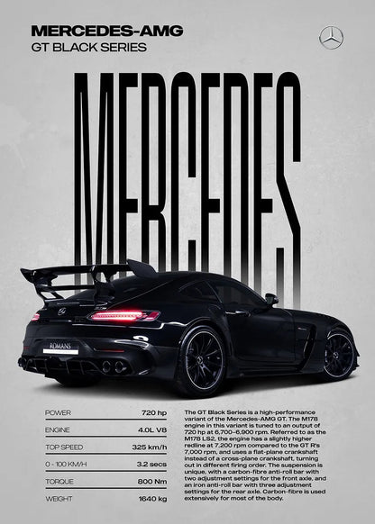 Mercedes AMG GT Black Series metal poster artwork