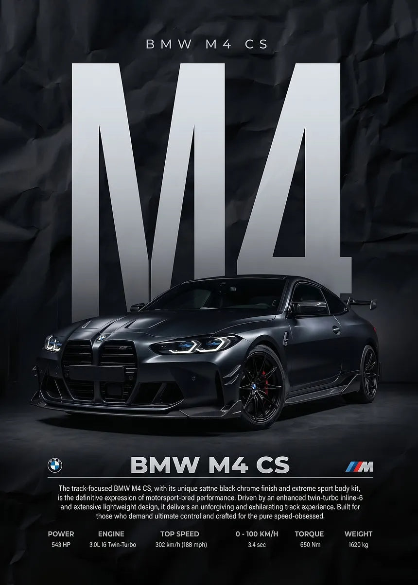BMW M4 CS metal wall art