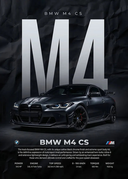 BMW M4 CS metal wall art