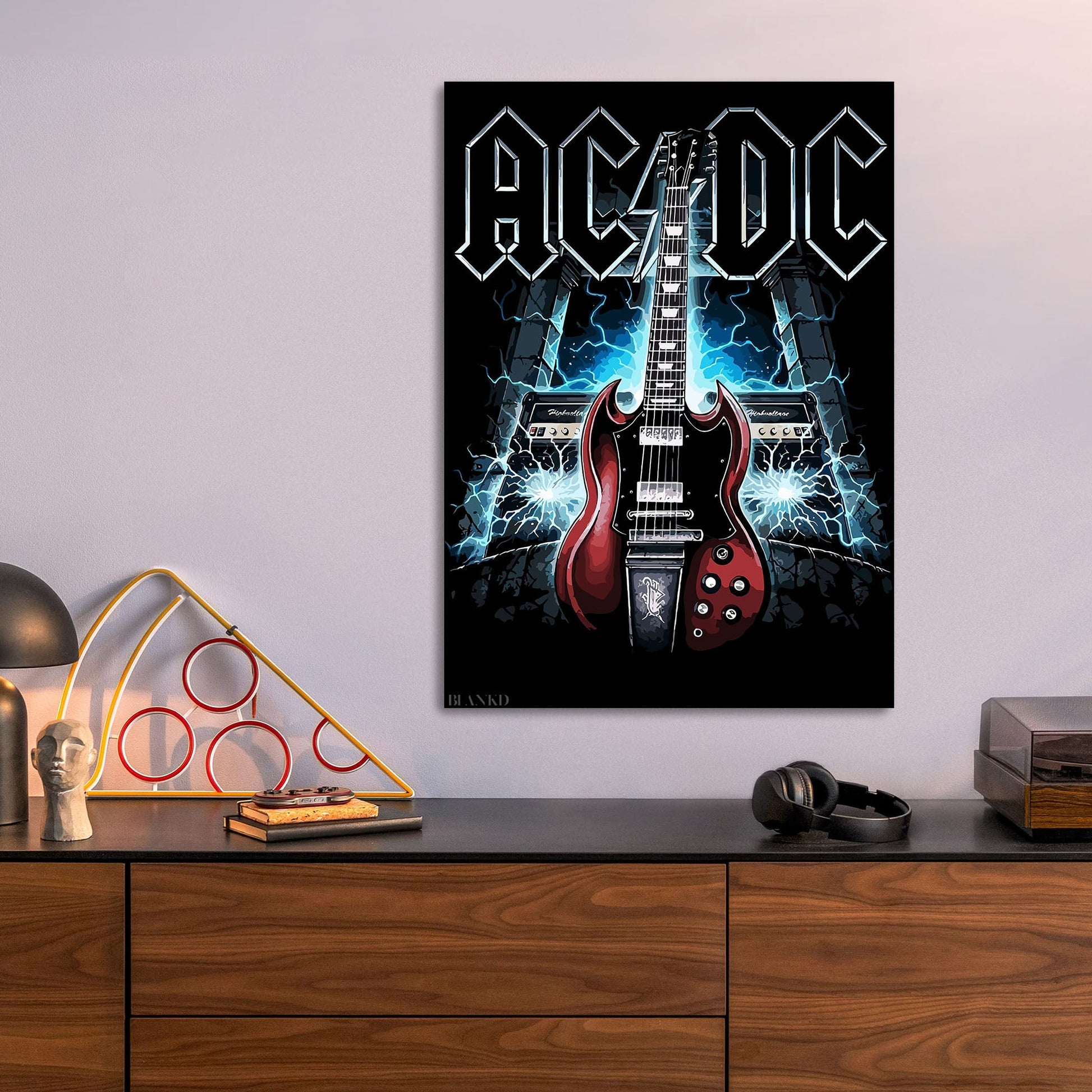 AC DC Guitar and Lightning Art