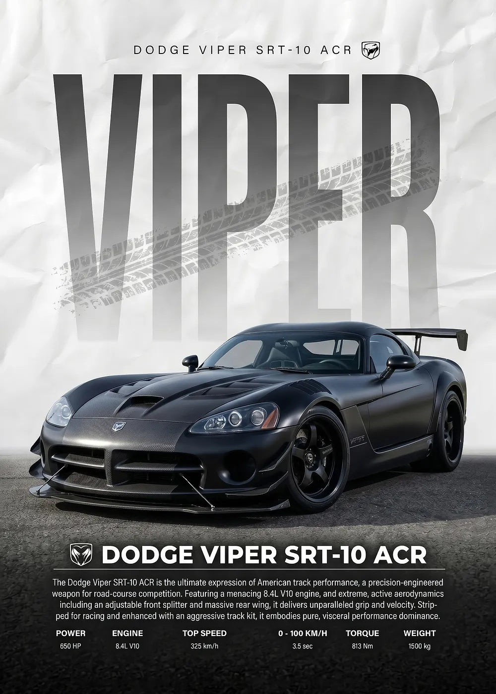 Dodge Viper SRT-10 metal poster artwork