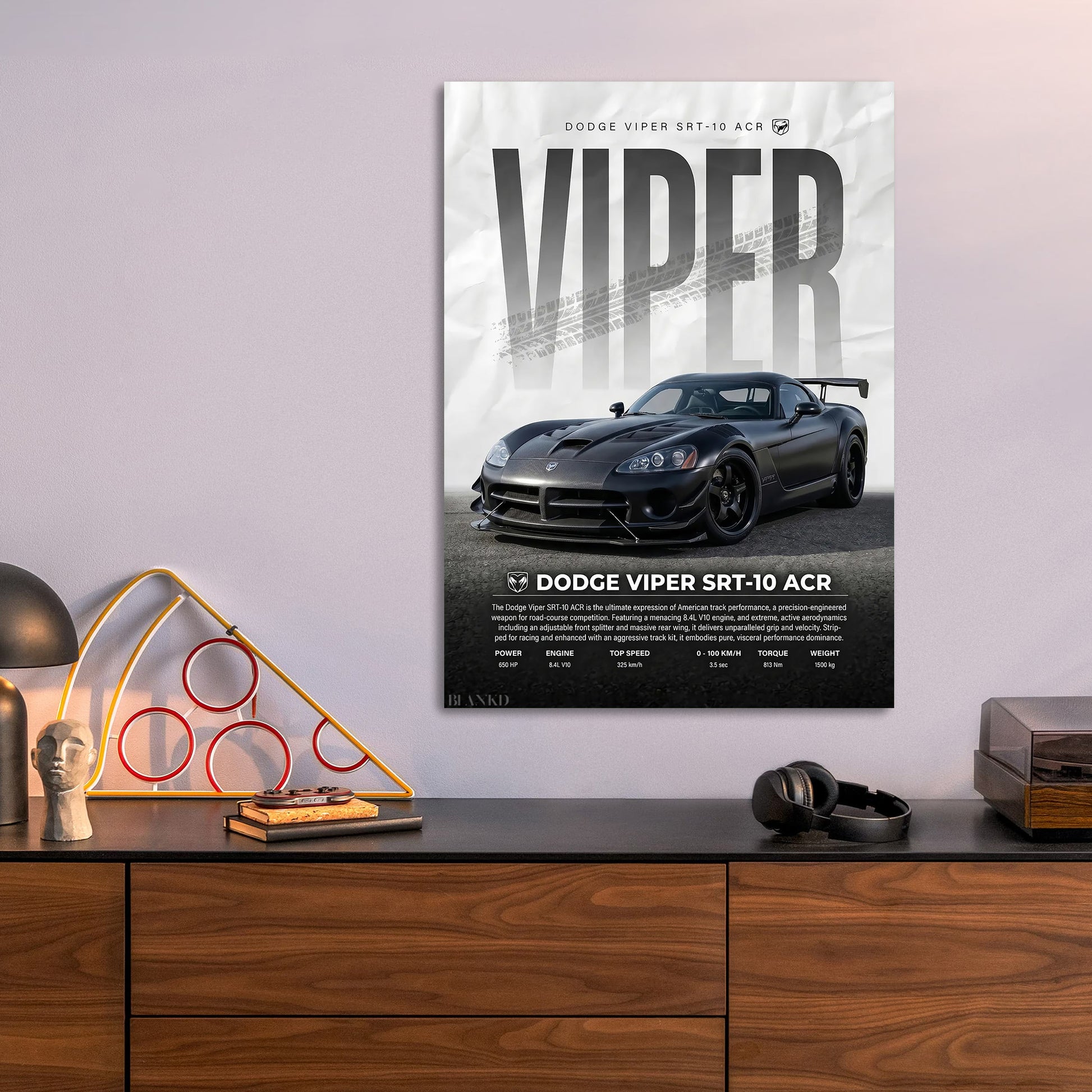 Dodge Viper SRT-10 metal poster size comparison
