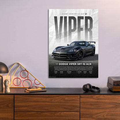 Dodge Viper SRT-10 metal poster size comparison