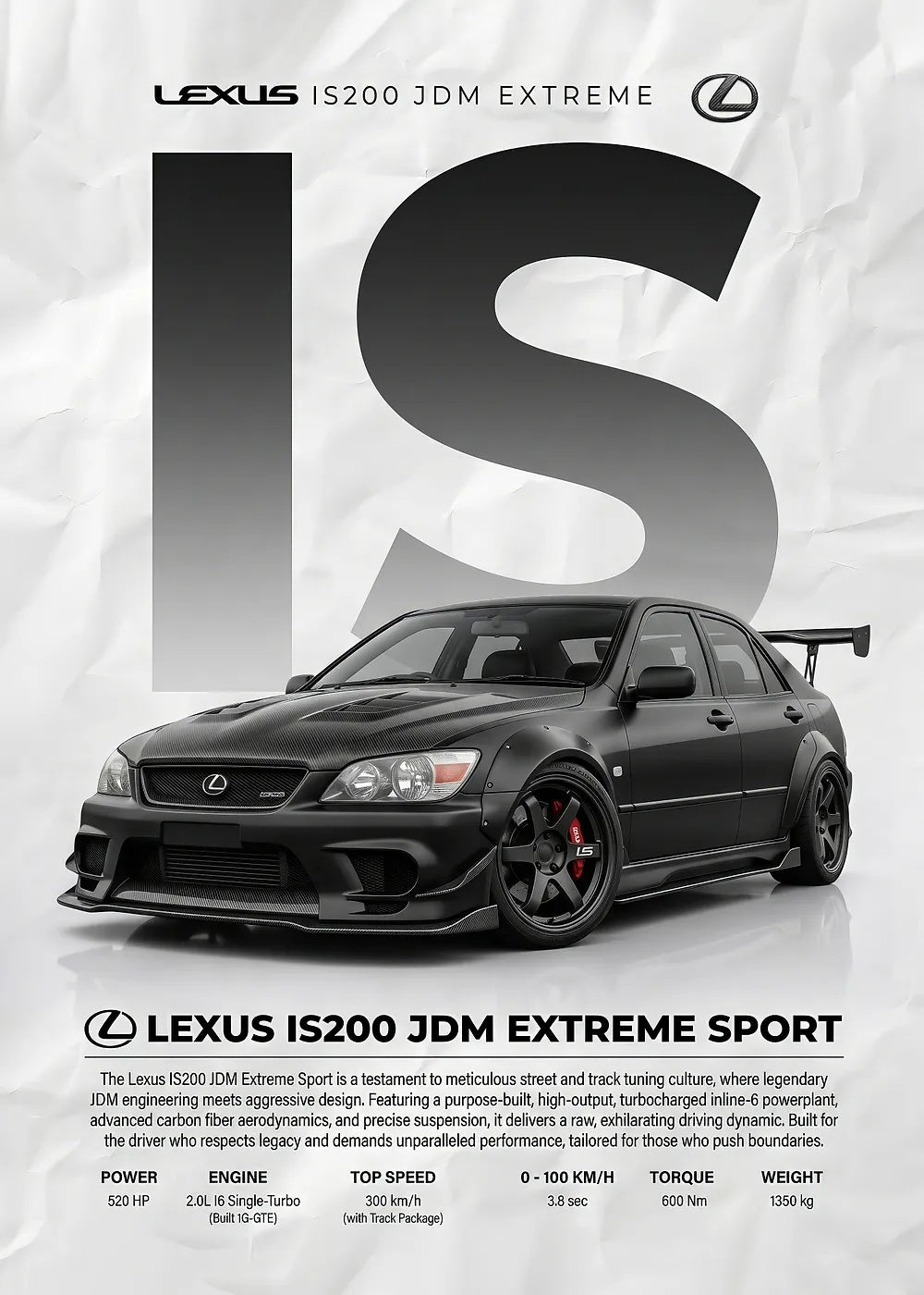 Lexus IS200 metal poster artwork