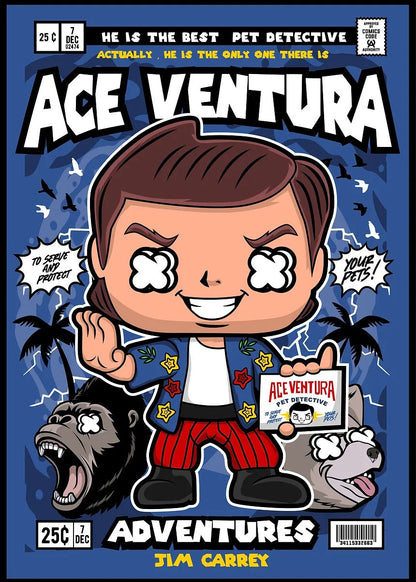 Ace Ventura Adventures Comic Book Cover metal poster artwork