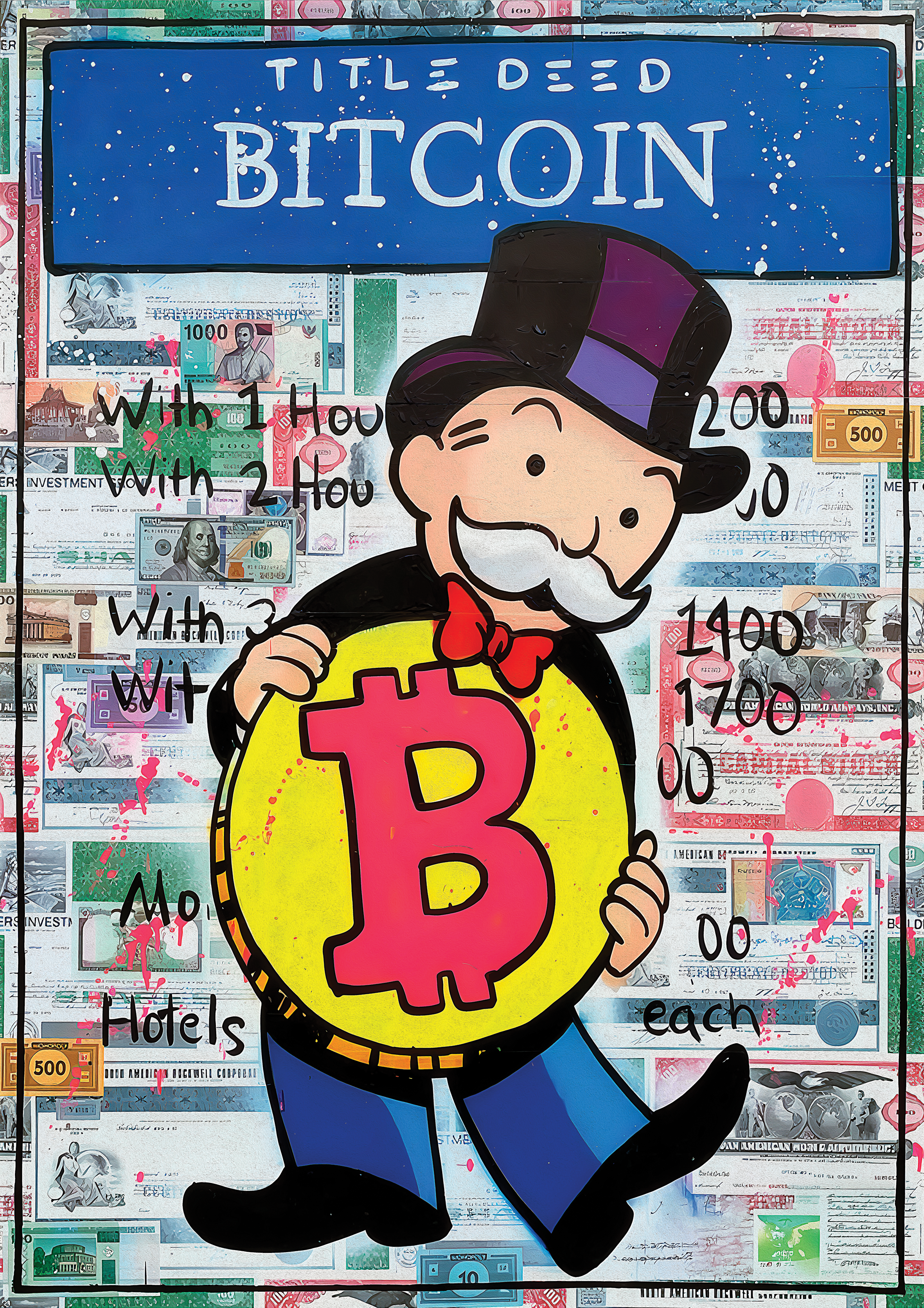 Alec Monopoly Bitcoin metal poster artwork