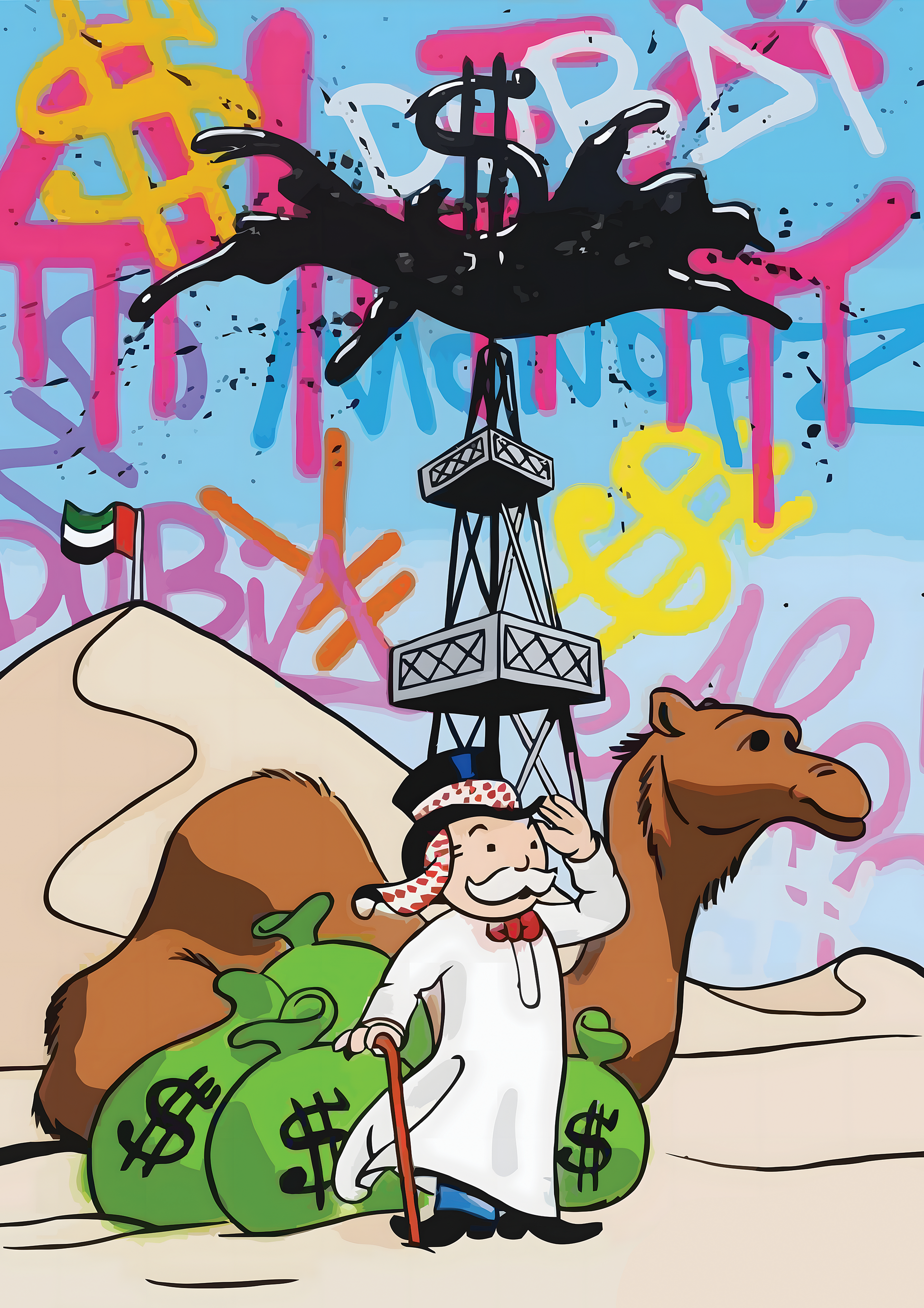 Alec Monopoly Dubai Oil | Graffiti metal poster artwork