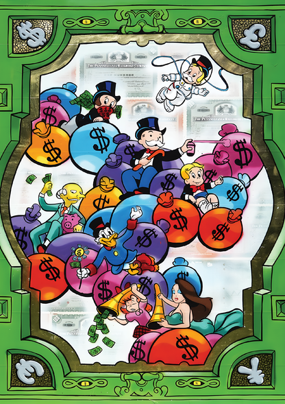 Alec Monopoly Green Frame | Graffiti metal poster artwork