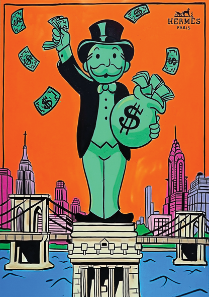 Alec Monopoly Hermes Statue of Liberty metal poster artwork