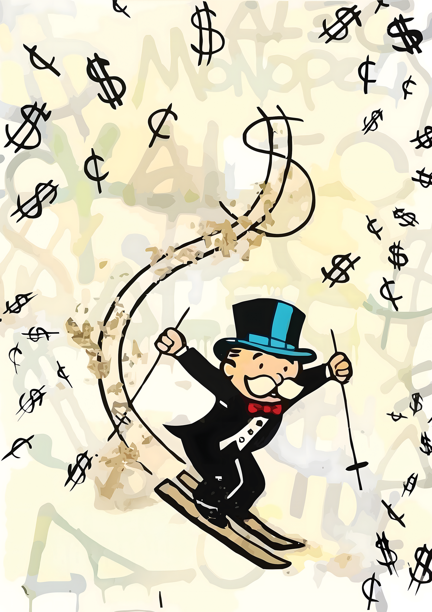Alec Monopoly Ski Dollar metal poster artwork