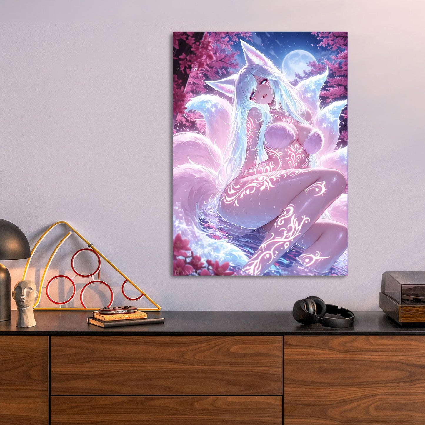 Fox Girl in Blossom metal poster size comparison