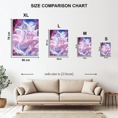 Fox Girl in Blossom metal wall art in styled room setting
