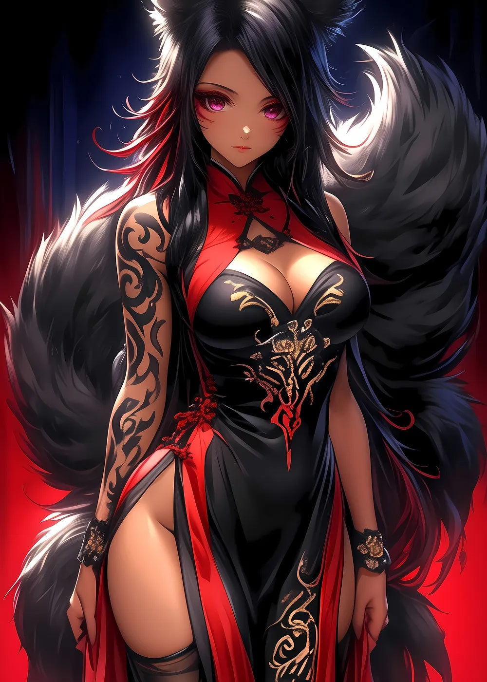 Fox Girl in Red metal poster artwork