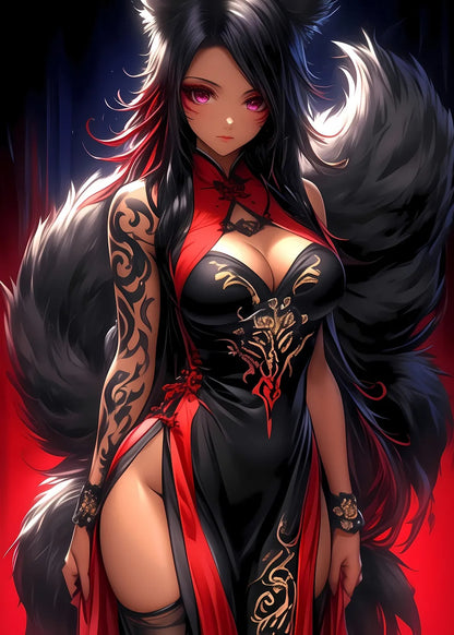 Fox Girl in Red metal poster artwork