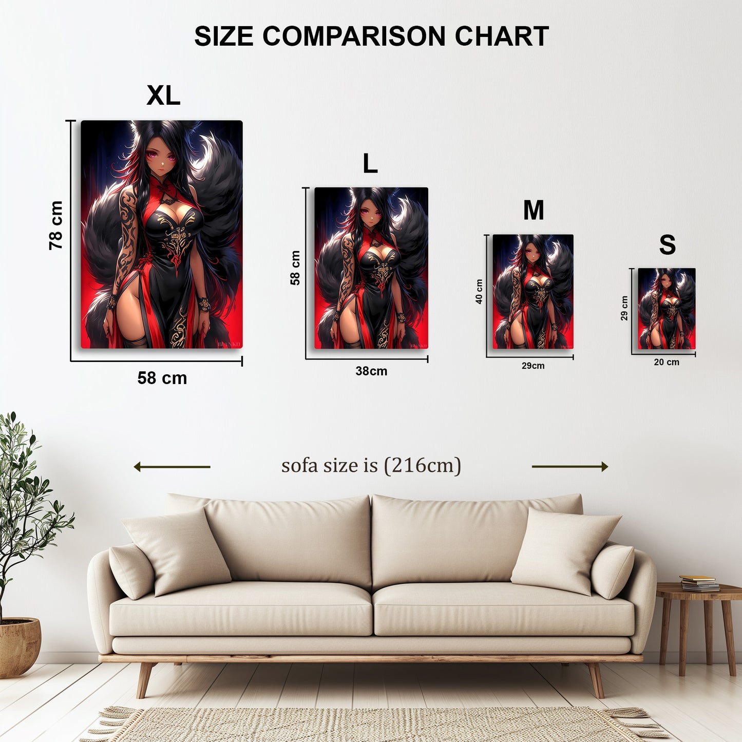 Fox Girl in Red metal wall art in styled room setting