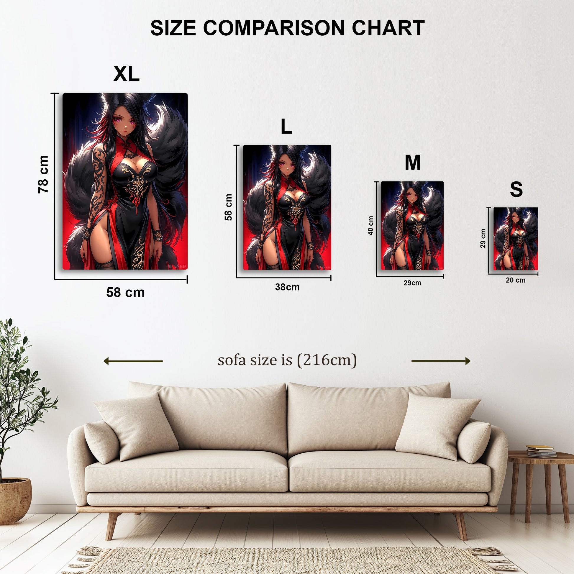 Fox Girl in Red metal wall art in styled room setting