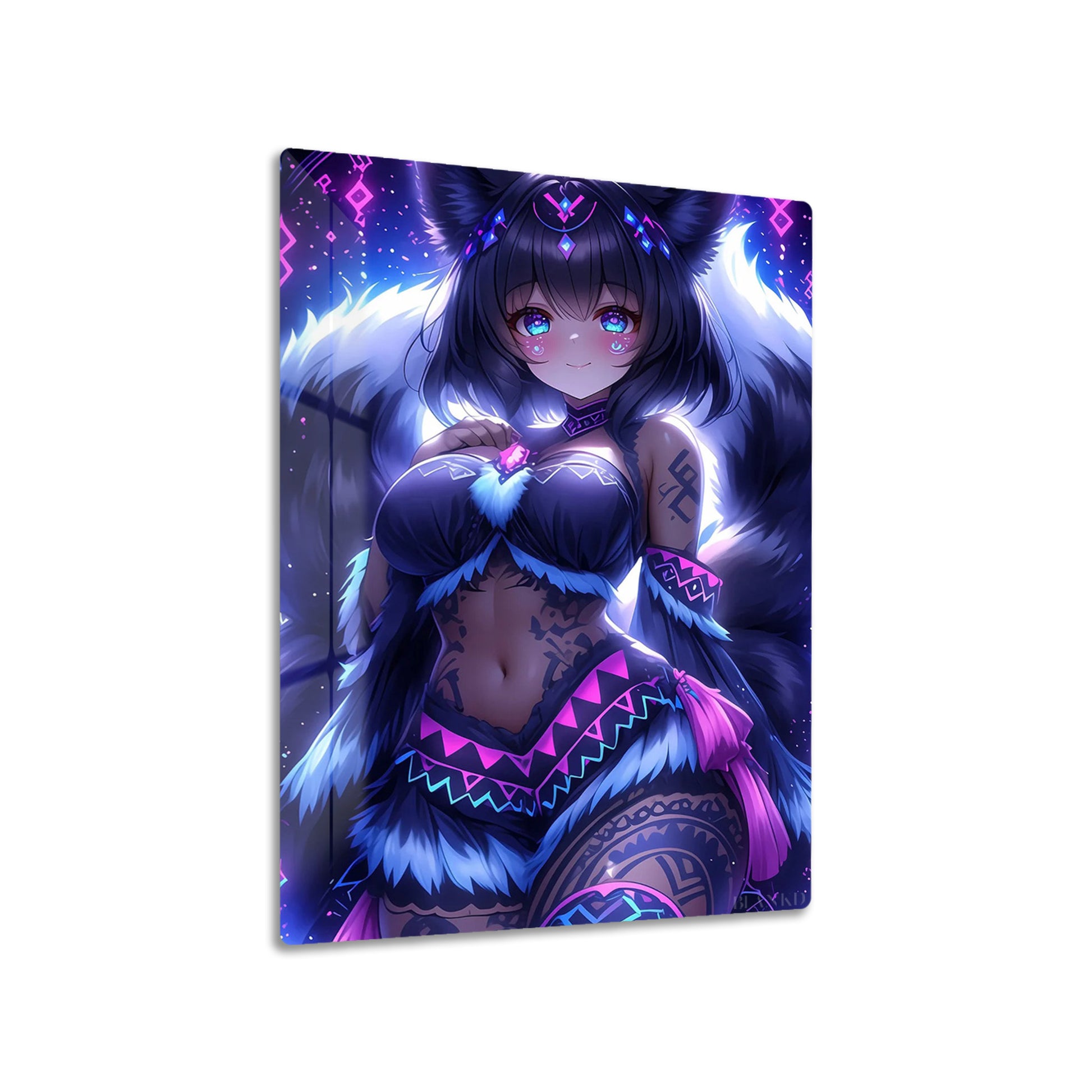 Gamer Fox Girl metal poster on living room wall
