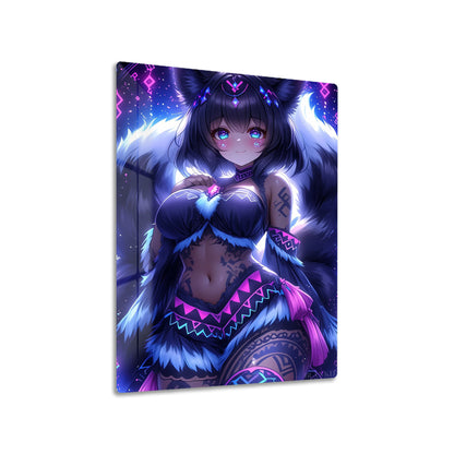 Gamer Fox Girl metal poster on living room wall