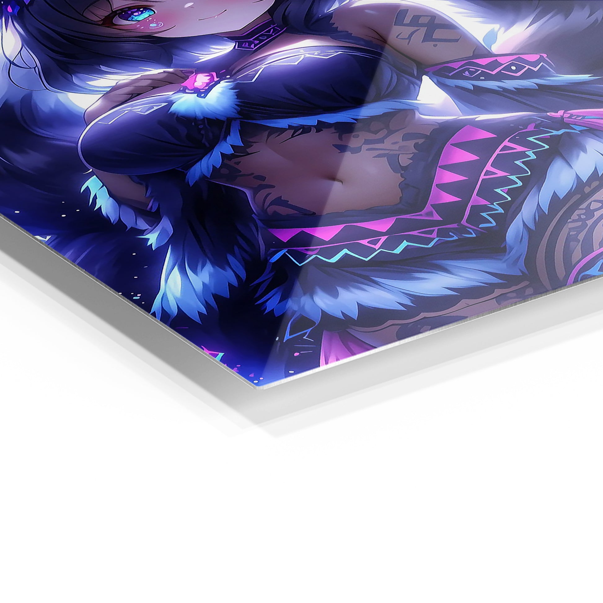 Gamer Fox Girl metal wall art in a modern interior
