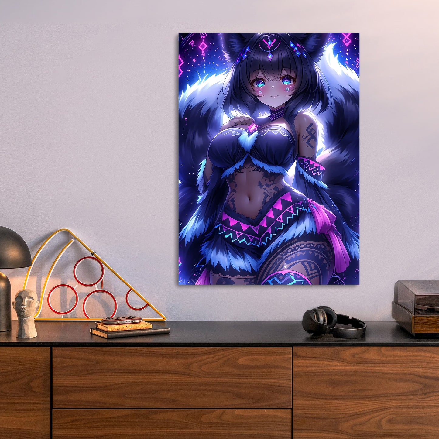 Gamer Fox Girl metal poster size comparison