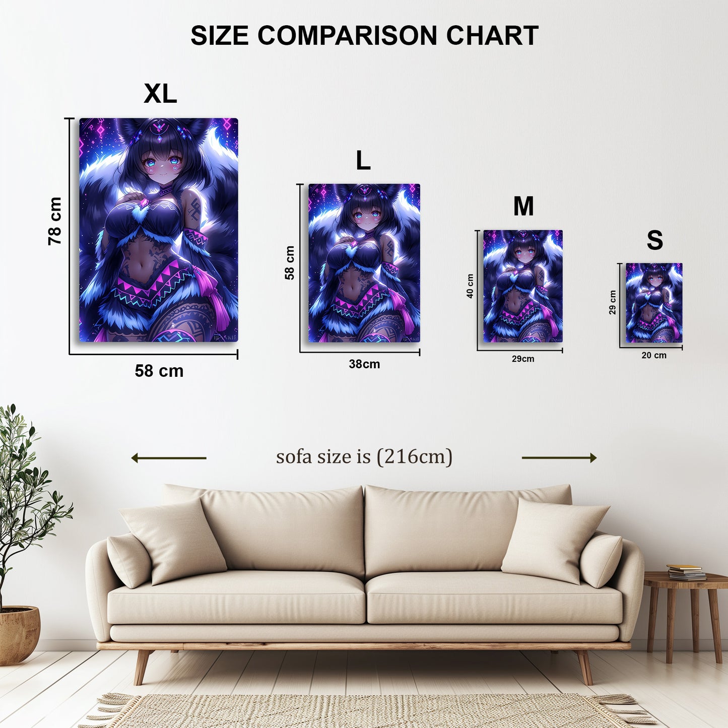 Gamer Fox Girl metal wall art in styled room setting