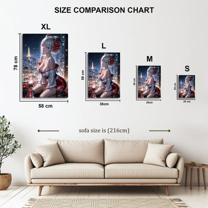 Anime Girl in Kimono metal wall art in styled room setting