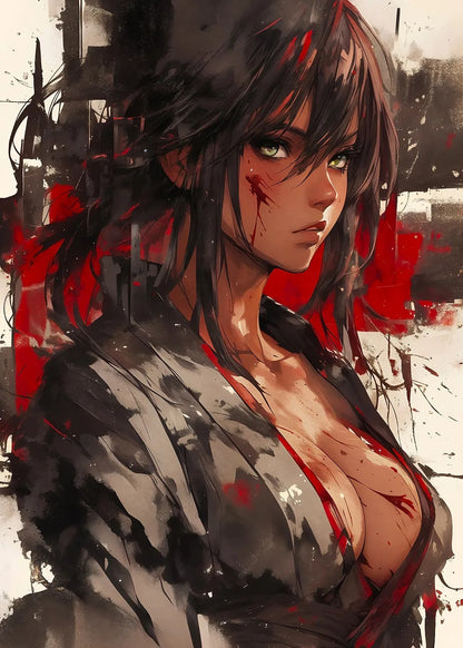Anime Samurai Warrior metal poster artwork
