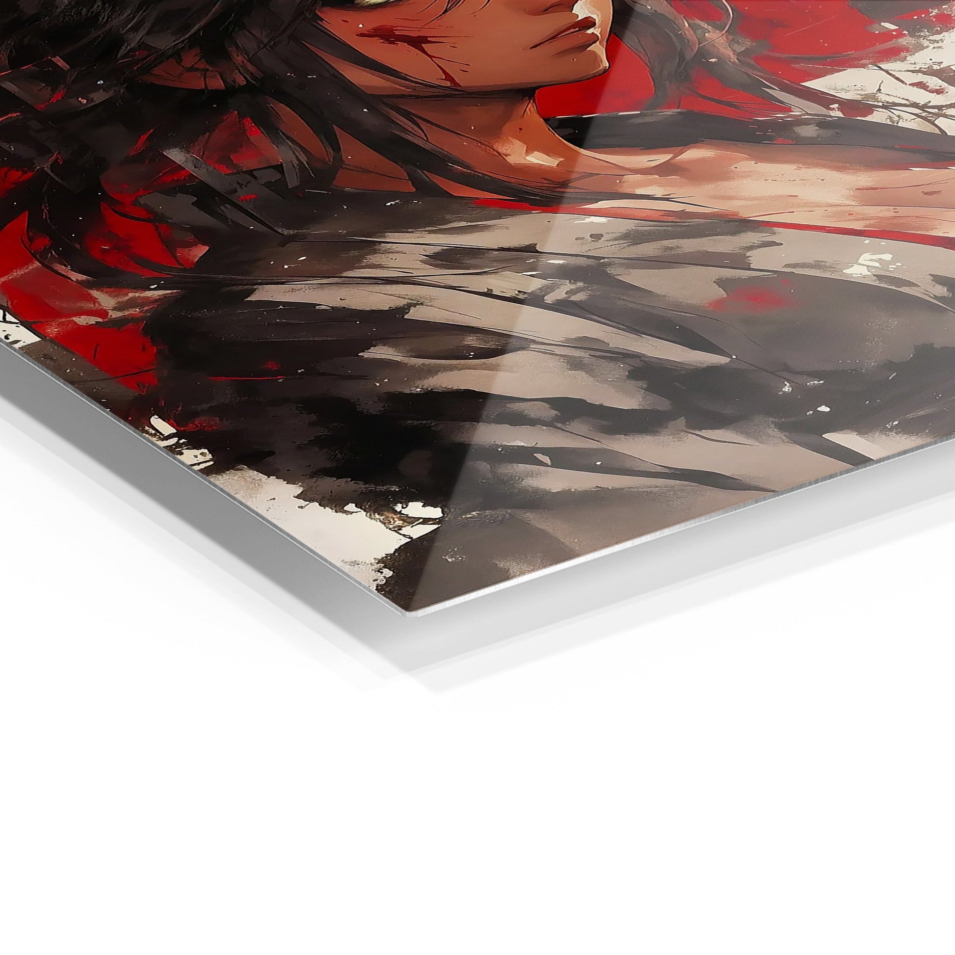 Anime Samurai Warrior metal wall art in a modern interior
