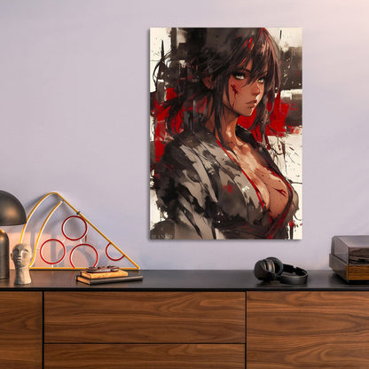 Anime Samurai Warrior metal poster size comparison