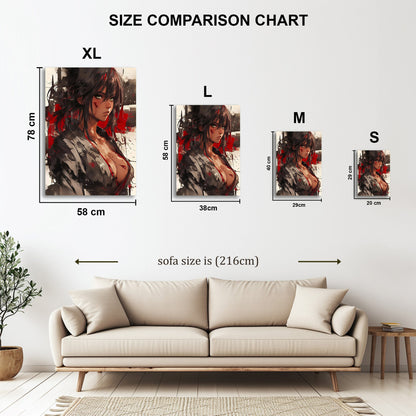 Anime Samurai Warrior metal wall art in styled room setting