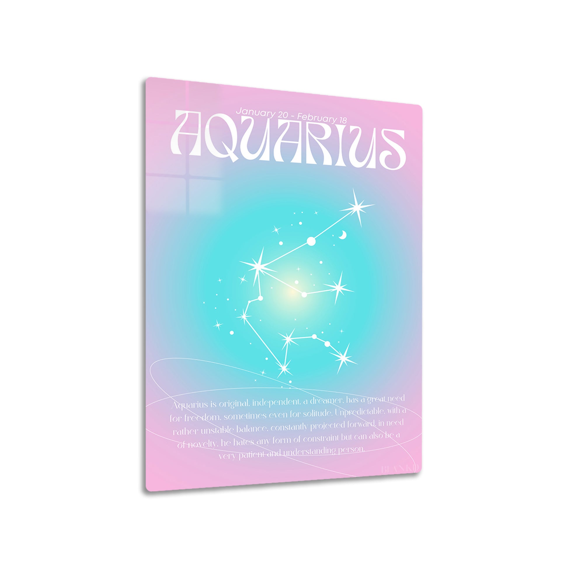 Aquarius zodiac sign poster with colorful gradient background