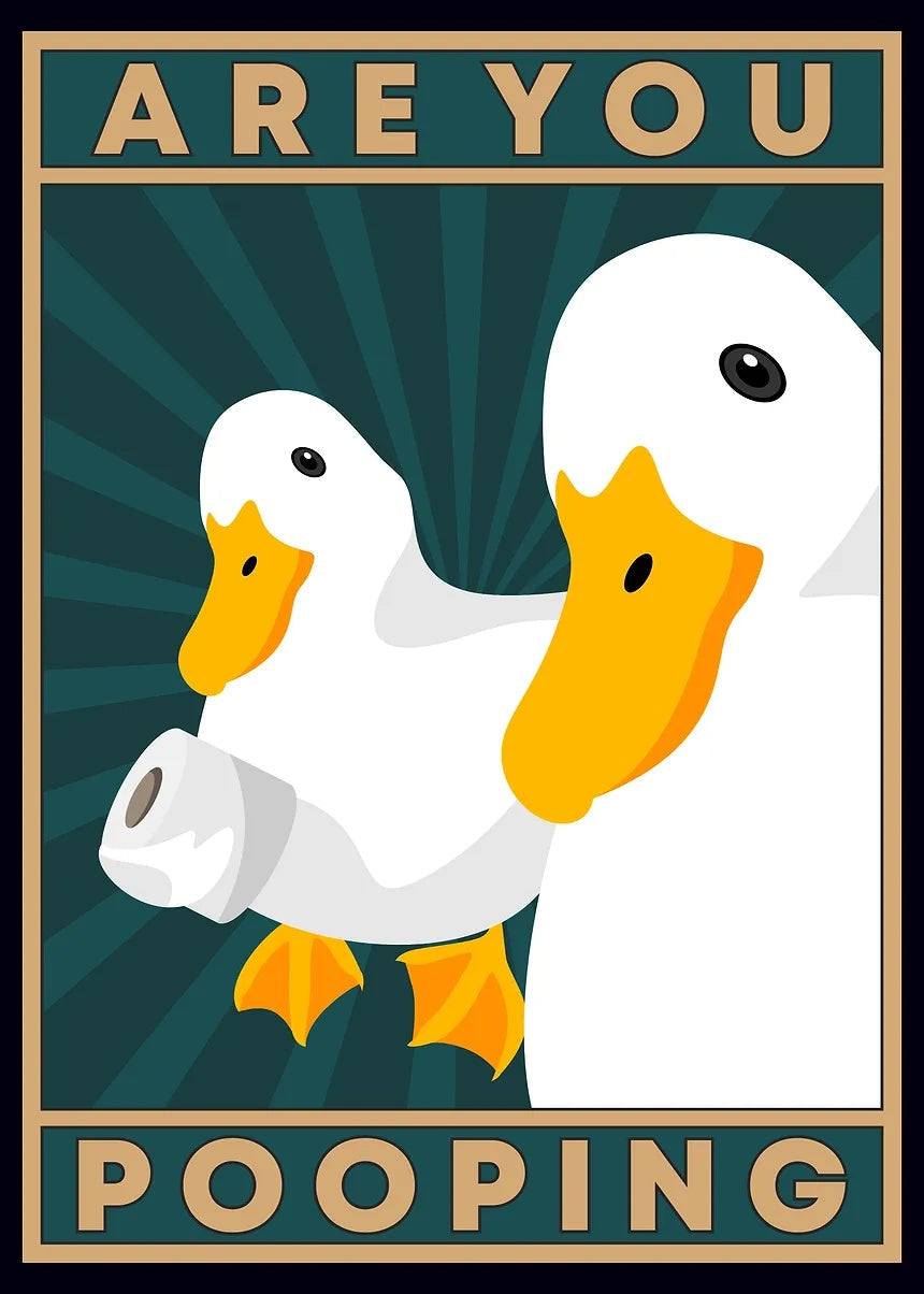 Are You Pooping Duck Cartoon Poster metal poster artwork