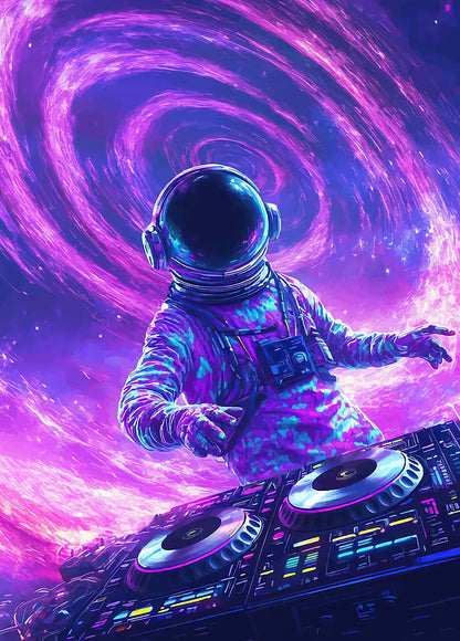 Astronaut DJ metal poster artwork