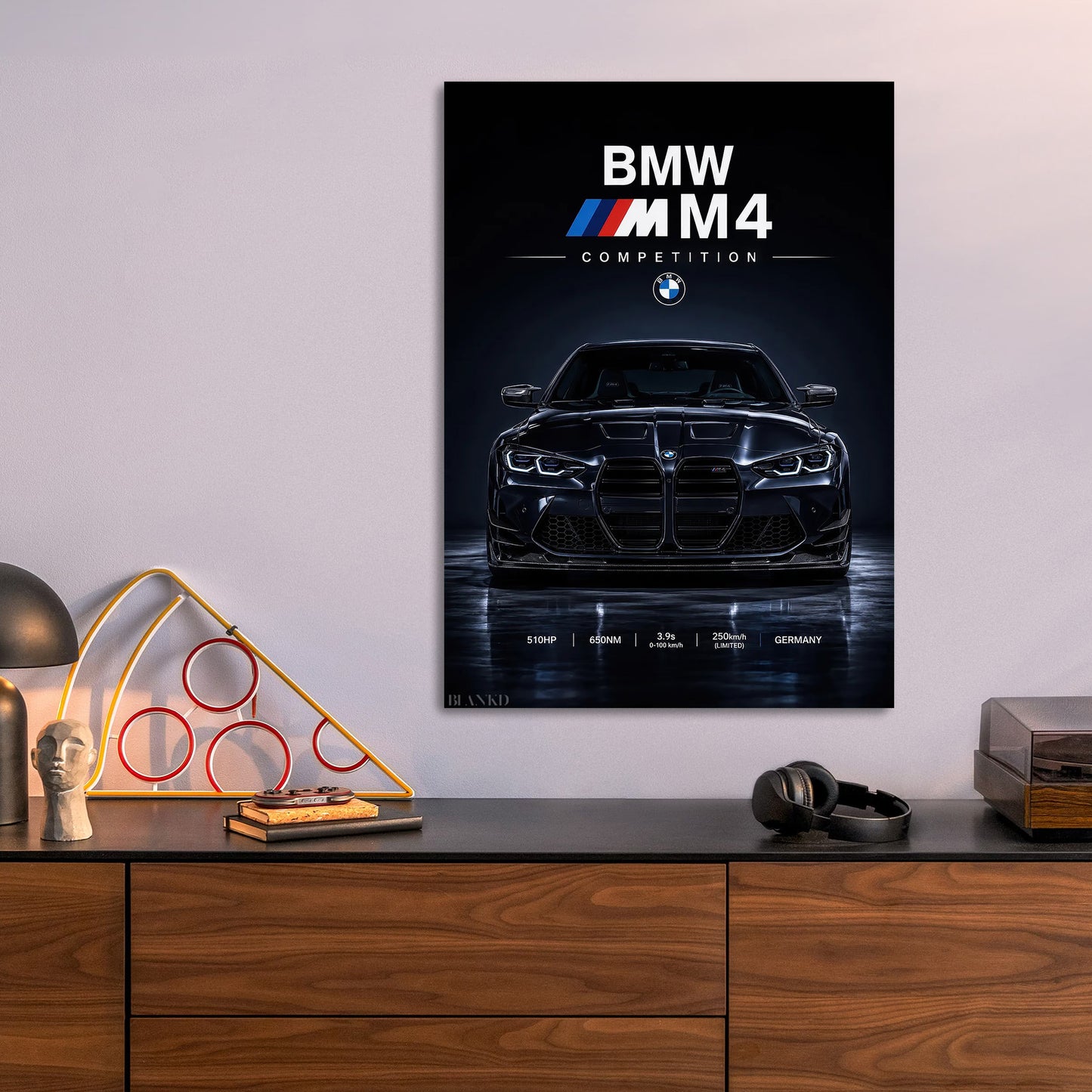 BMW M4 Competition metal poster size comparison