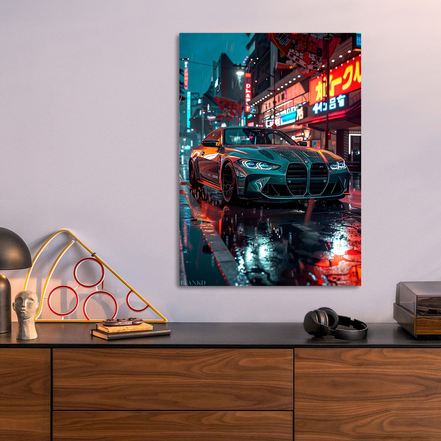 BMW M4 Neon Street metal poster size comparison