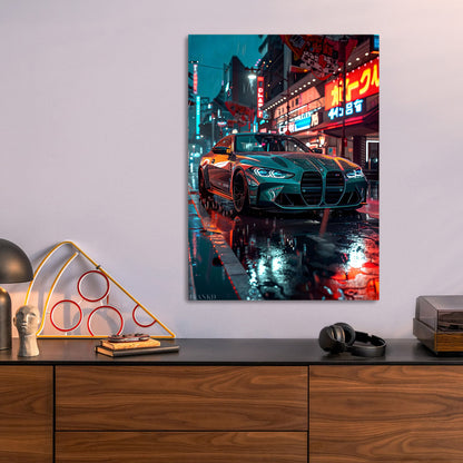 BMW M4 Neon Street metal poster size comparison