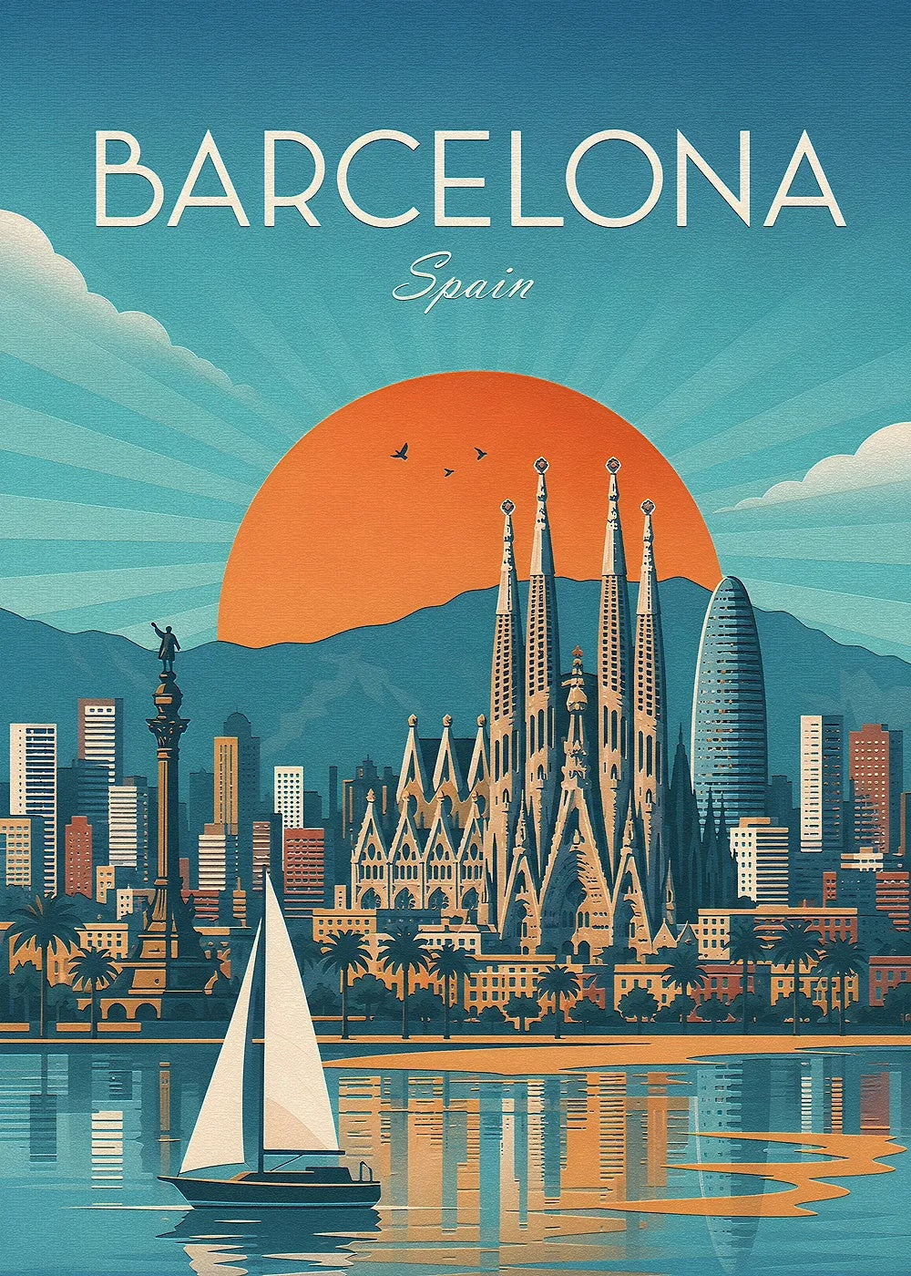 Barcelona, Spain metal poster artwork