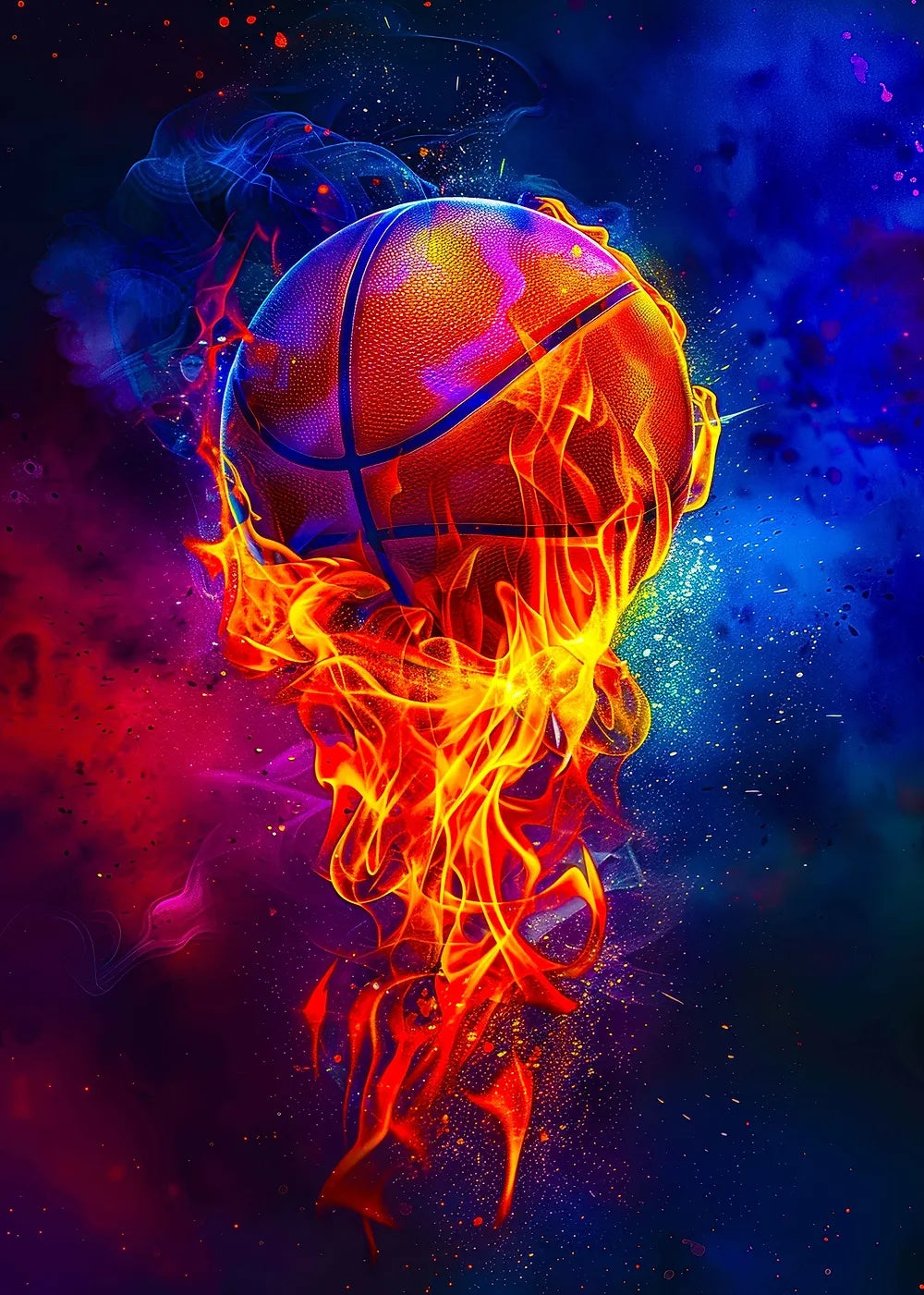 Basketball on Fire metal poster artwork